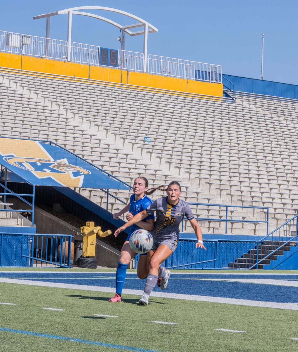 Ali Weibel, a sophomore, fights for the ball in the game against Buffalo on Sunday, 28th,2025. 