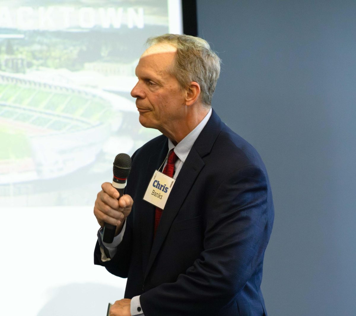 Dr. Chris Banks, Director of the College of Arts and Science Pre-Law Center, moderates the Equal Protection Under the Law Constitution Day event, Sept. 17, 2025.