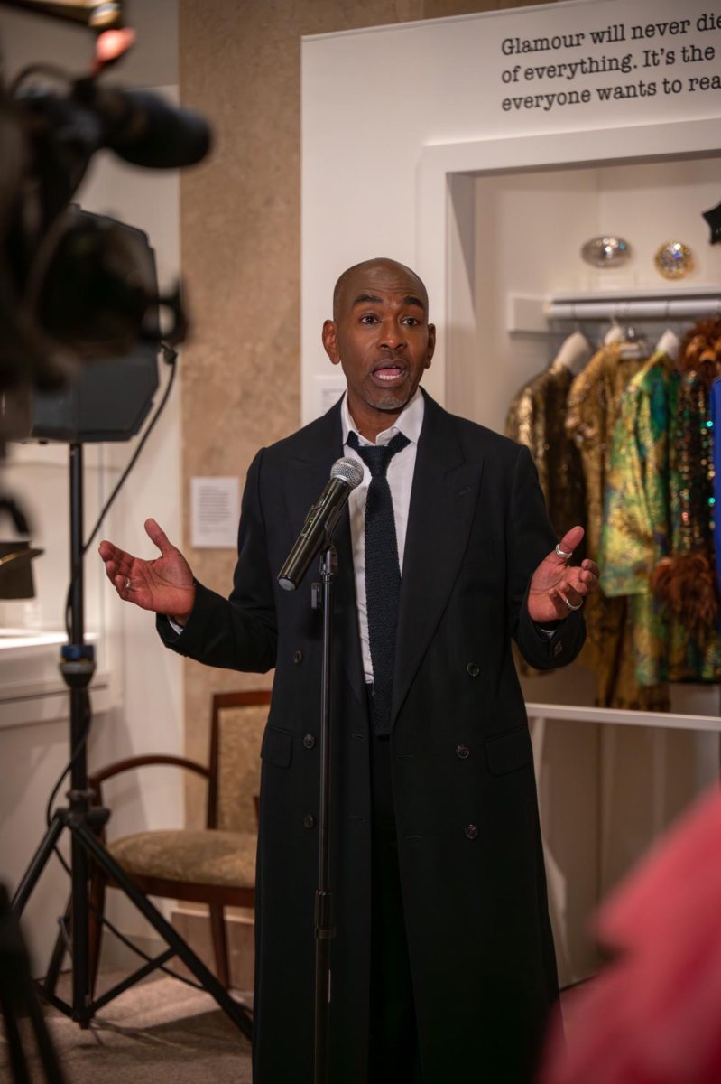 Wicked designer, Paul Tazewell speaks with reporters on his experience when designing outfits for Wicked characters Glinda and Elphaba on Sept. 18, 2025.