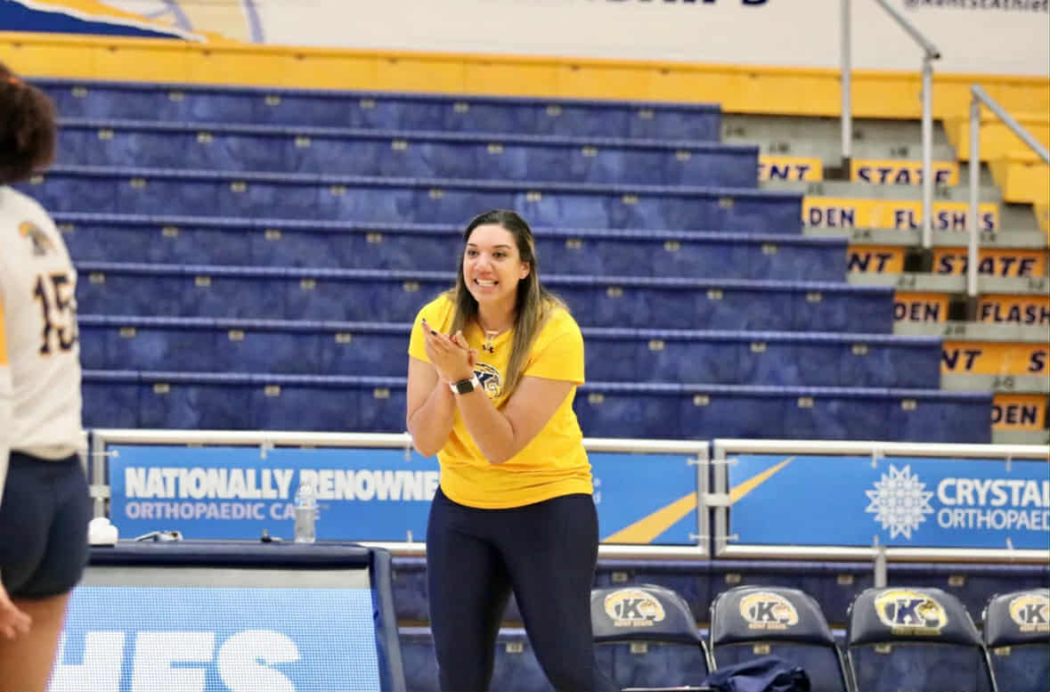 Haley Eckerman cheers on her team.