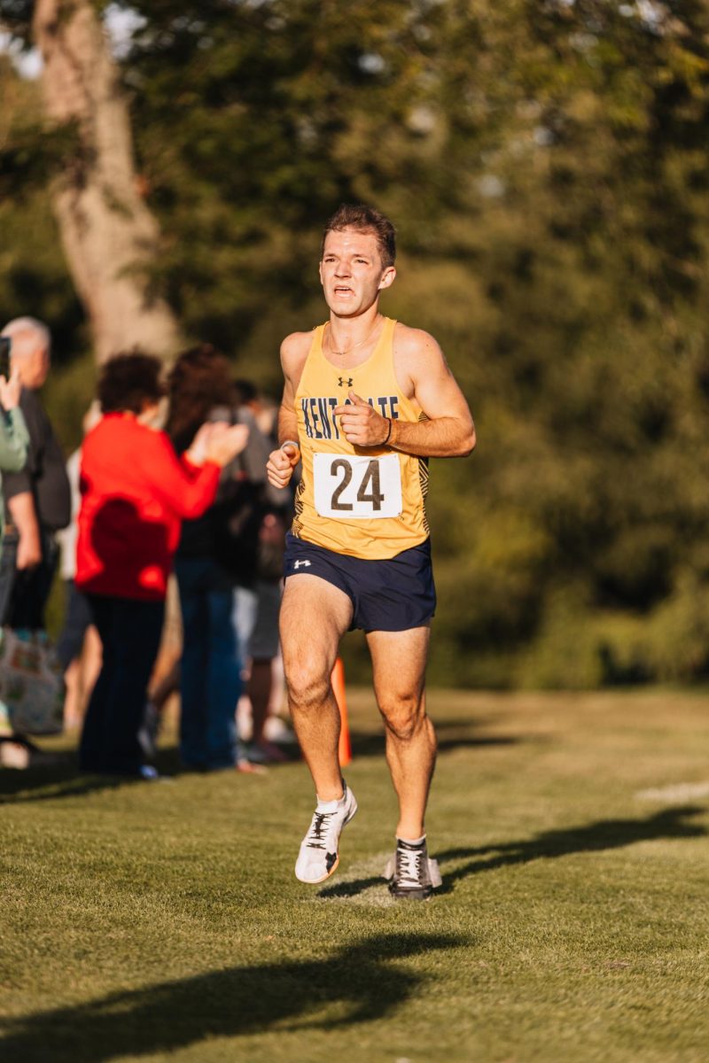 Kent graduate student Carter Almady runs in their meet against Wooster on Aug. 29, 2025.