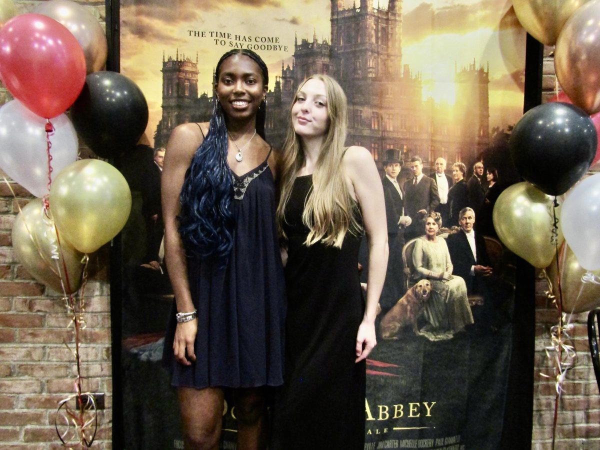 Co-producers Taylor and Ariel pose for a photo at Kents Downton Abby fashion show on Friday, Sept. 5, 2025