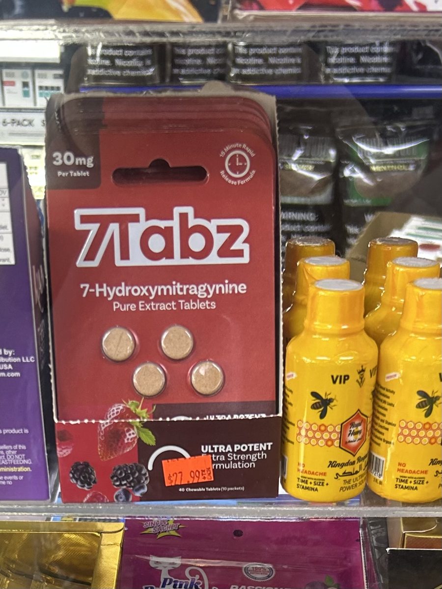 As of late August, Ohio Gov. Mike DeWine wants to ban kratom, an herbal substance that can be taken in many forms. Kratom products, including tablets such as these “7Tabz,” are available for purchase in smoke shops and gas stations, making them highly accessible.