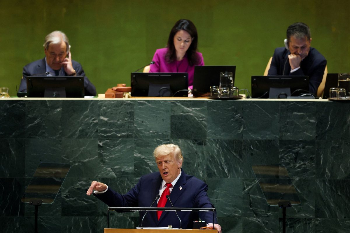 US President Donald Trump addresses the 80th United Nations General Assembly at UN headquarters in New York City.