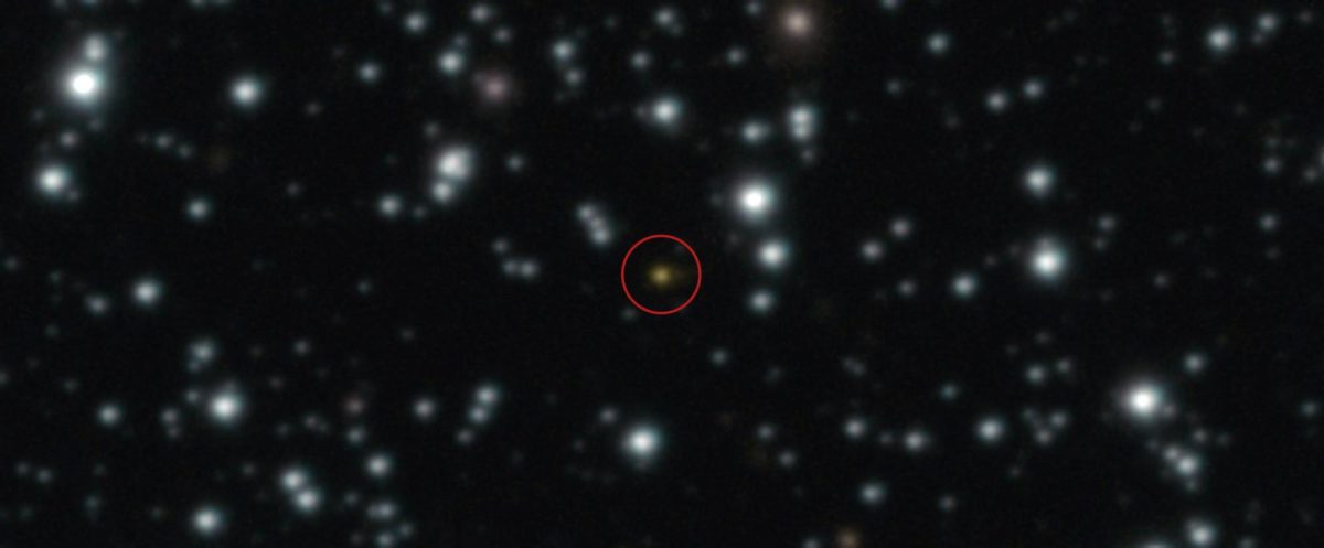 The orange dot at the center of this image represents a powerful explosion that repeated several times over one day.