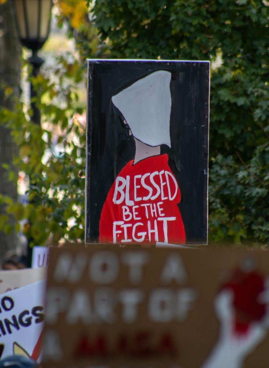 A sign held up by attendees of the "No Kings" protest on Saturday, Oct. 18, 2025.
