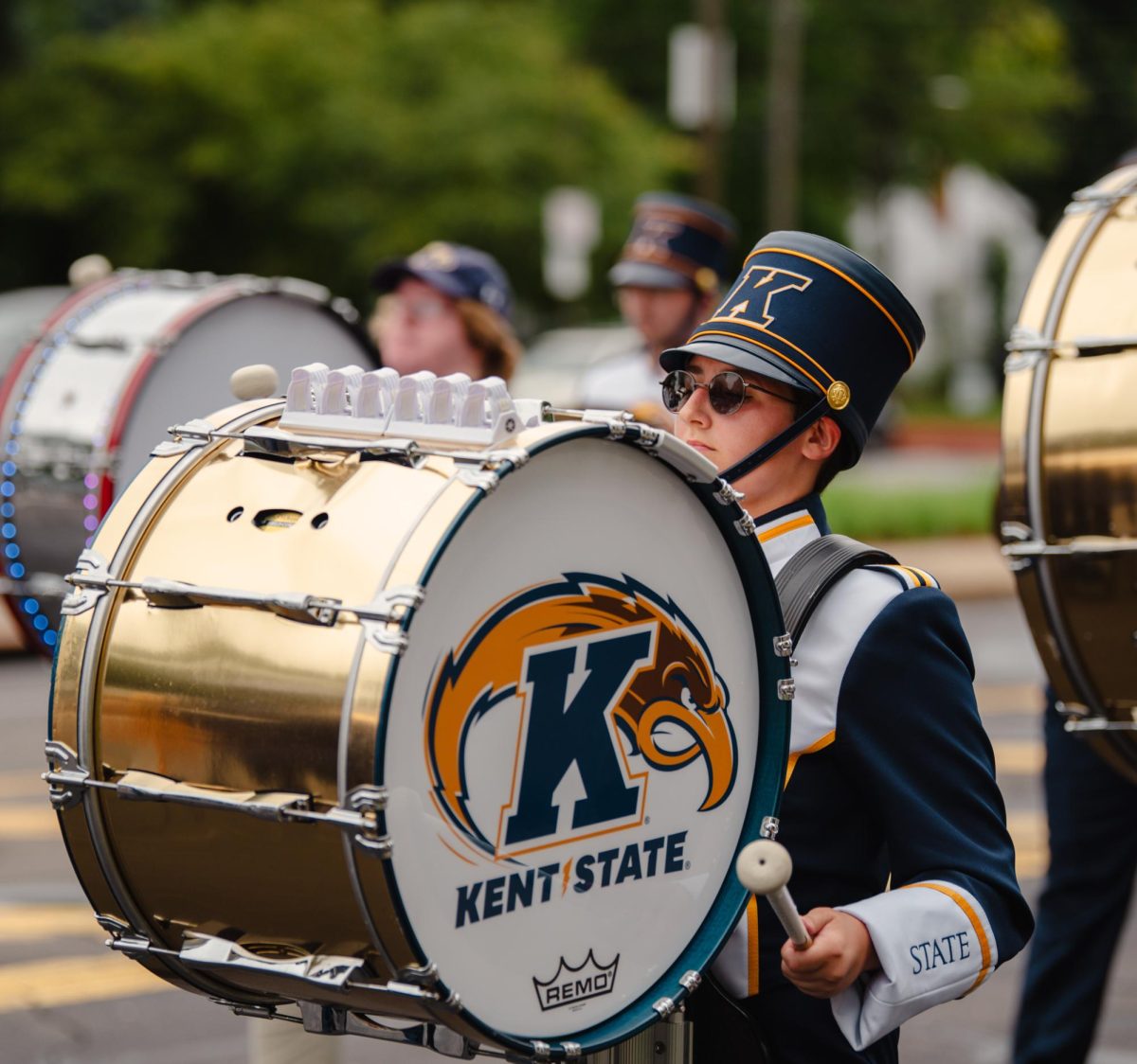 Kent State's marching band walking in last year's homecoming on Sept. 28, 2024.