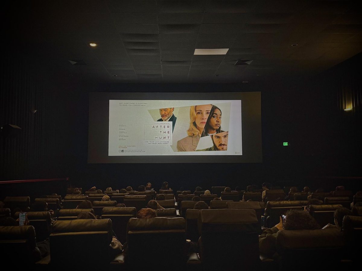 Students at Kent Plaza Cinemas on Tuesday Oct. 14 for the screening of "After the Hunt."