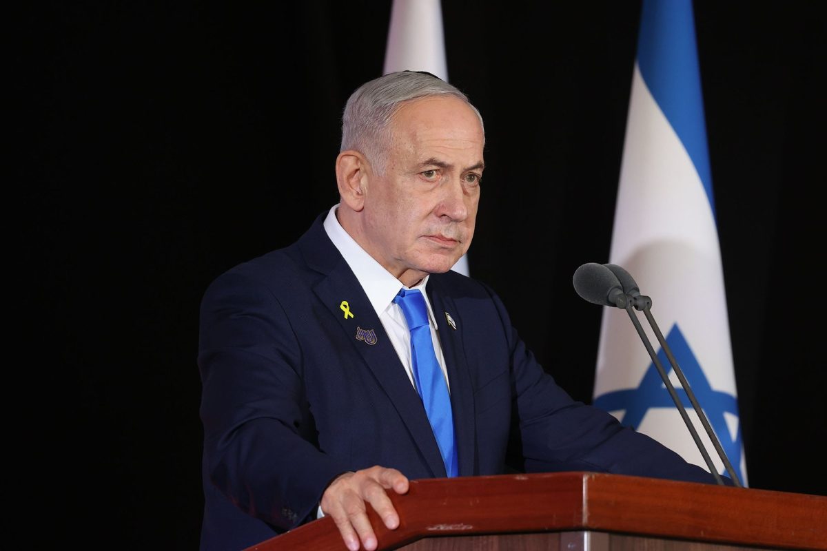 Israeli Prime Minister Benjamin Netanyahu attends a memorial ceremony for soldiers killed in the war on Hamas, at Mt. Herzl, Jerusalem, on October 16.