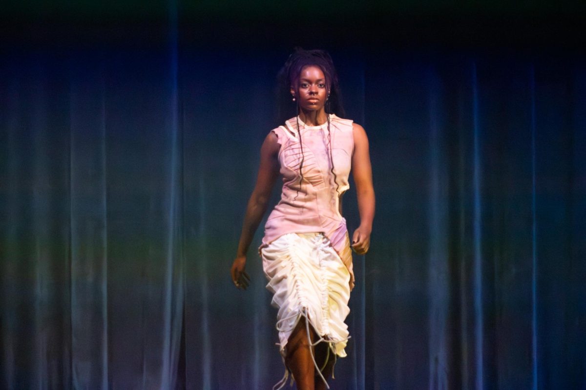 Mya Spalding walks Kents ballroom runway wearing Ella Adam at Modista fashion show October 18,2025 