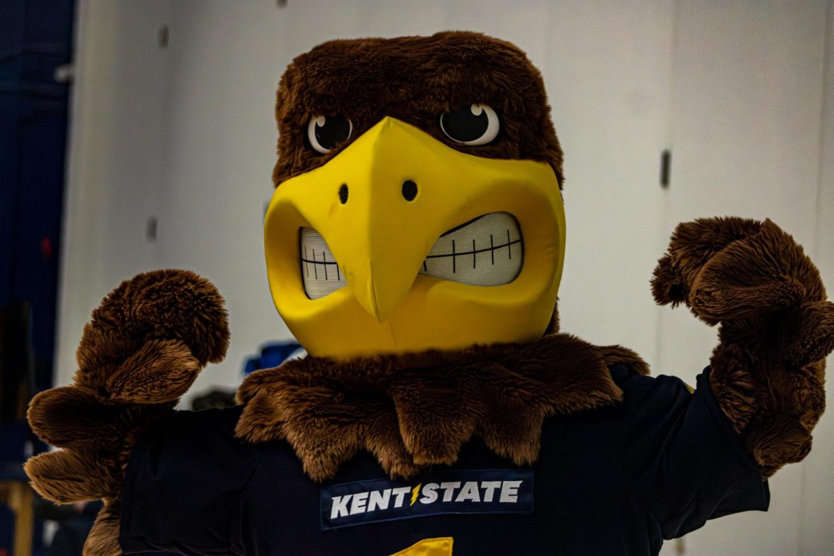 Flash shows up to support Kents Womans volleyball team in their breast cancer awareness game against Central Michigan Chippewas Oct. 24, 2025
