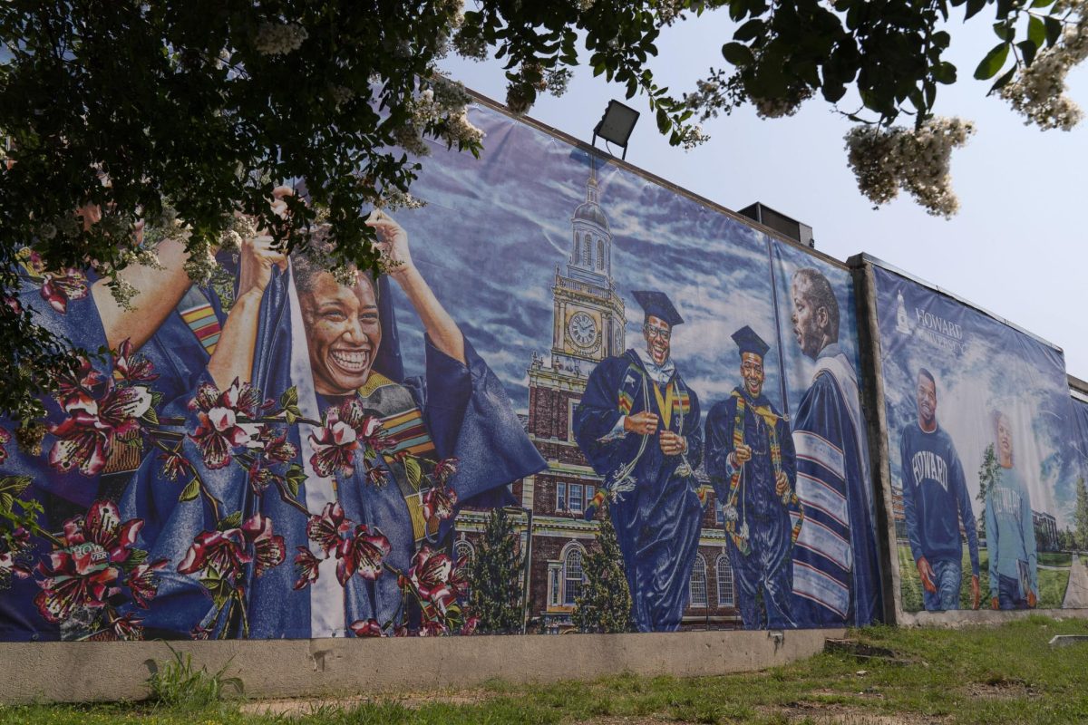 A graduation themed mural is seen on the Howard University campus in July 2021 in Washington, DC.
