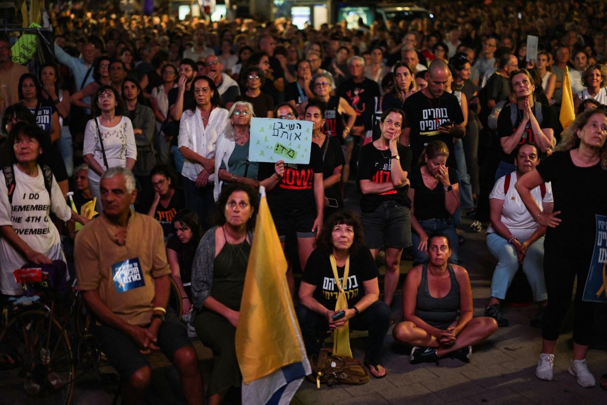 Hostage families and supporters gather in Tel Aviv's Hostages Square on Saturday to demand the immediate release of the bodies of the deceased hostages.