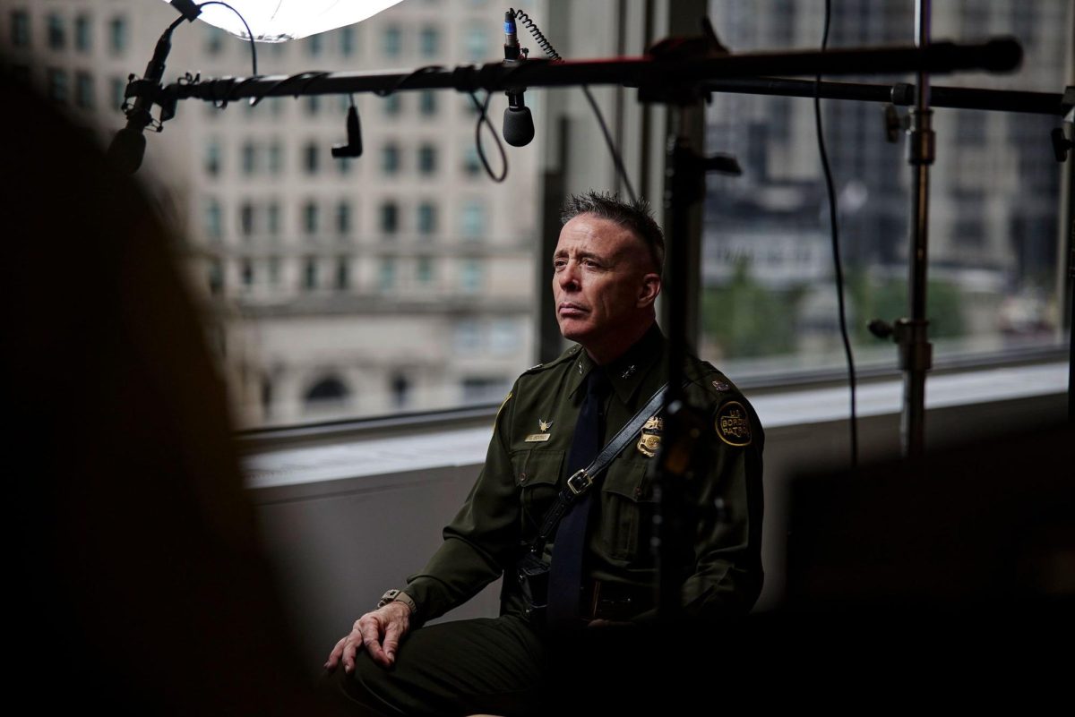 US Border Patrol Chief Greg Bovino is interviewed at CNN’s bureau in Chicago on Tuesday.