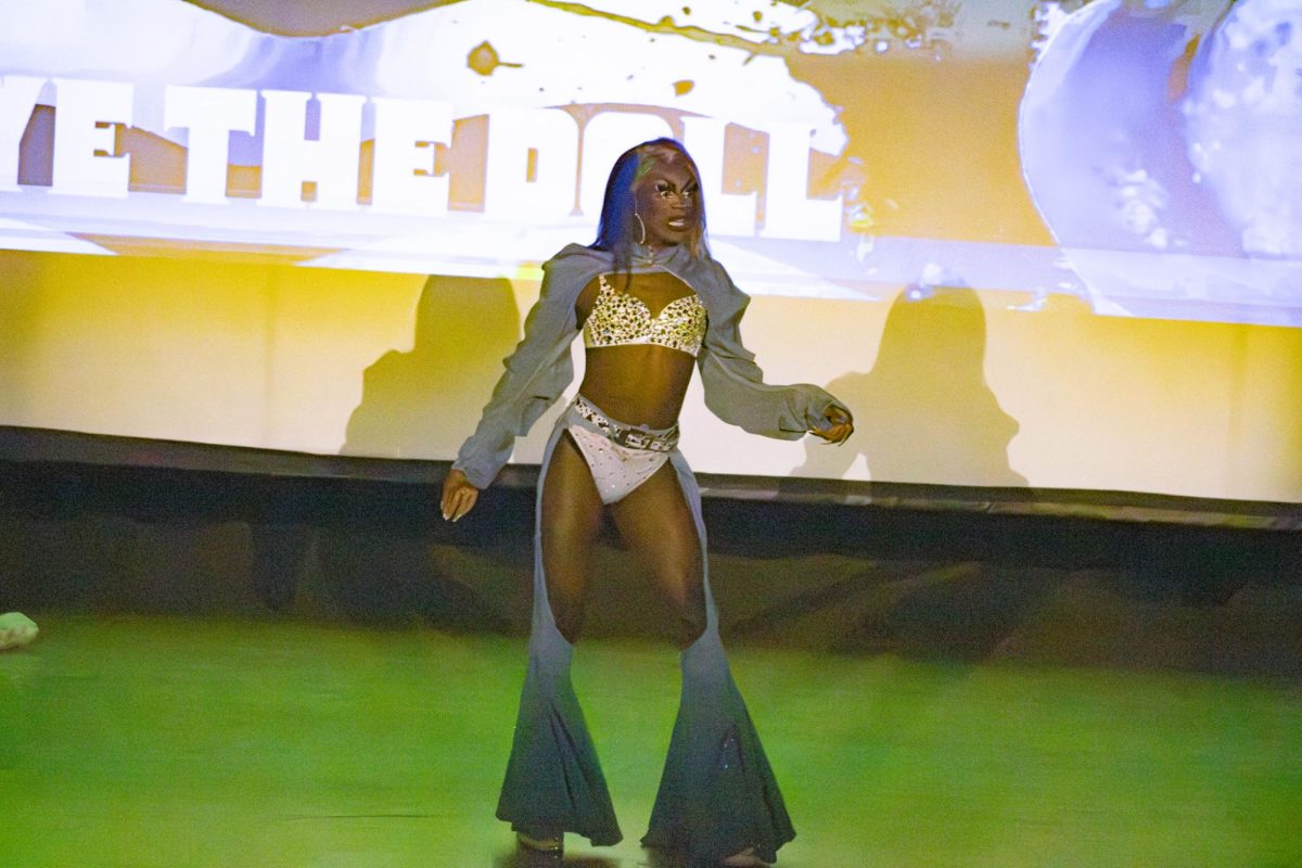 Jay The Doll stunes the crowd in bejewels and cowgirl denim In Kent State's Drag Show. Nov. 19, 2025 