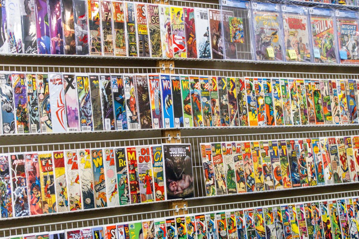 A wall of comic books at the Portage County Comic Con on Sunday, Feb. 22, 2026.