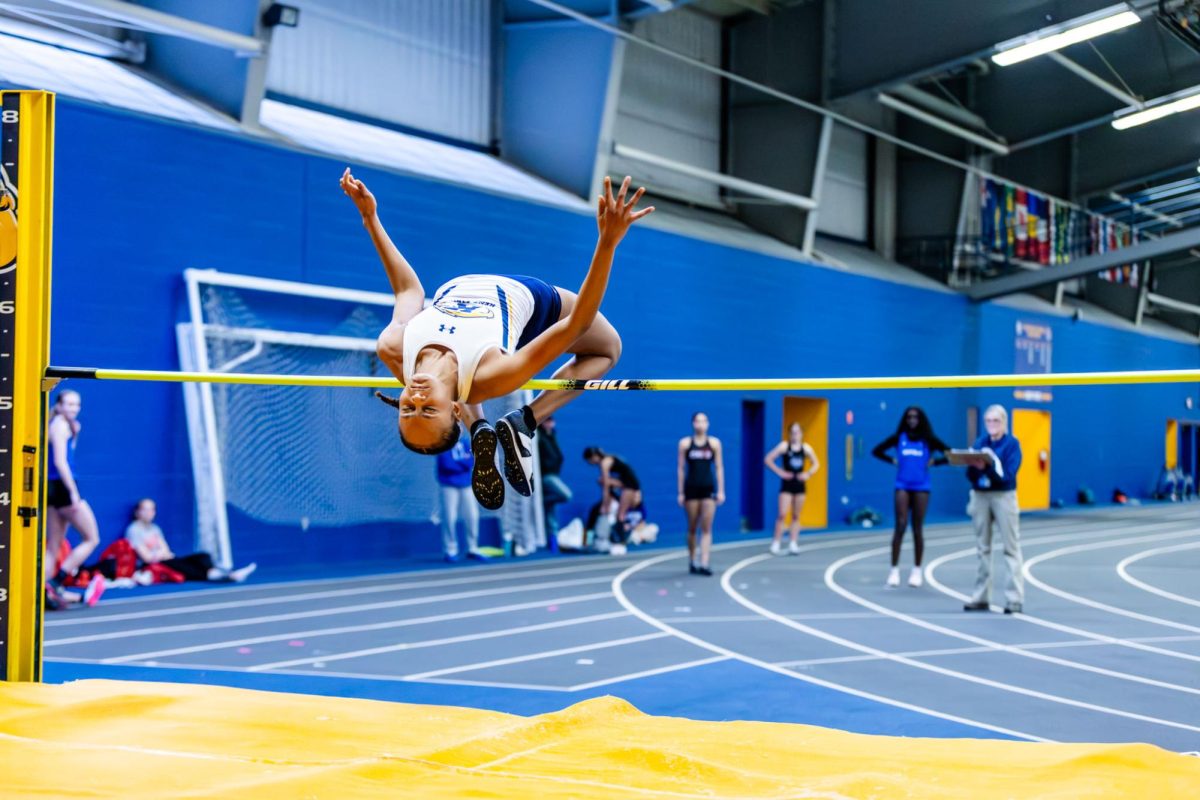Kent junior Grace Adegoke competes in the high jump at the Doug Raymond Invitational on Feb. 6, 2026.