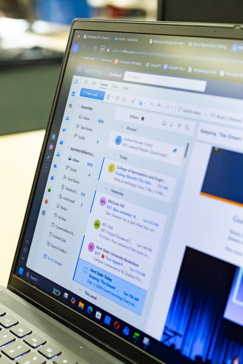 A closeup view of Kent senior Ethan Paratore's inbox overflowing on his computer, Feb. 4, 2026.
