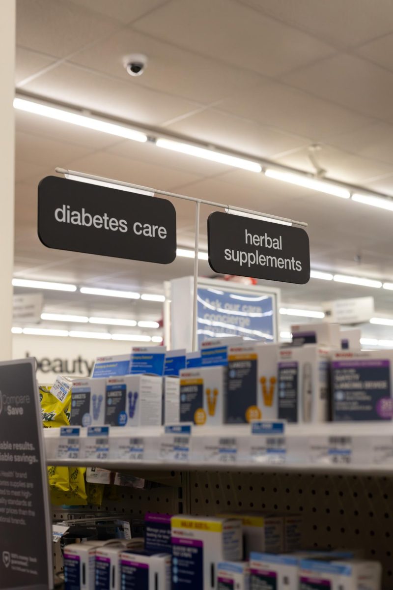 Diabetes care and Herbal supplements are aisles located at the Kent CVS, Feb. 13, 2026. 