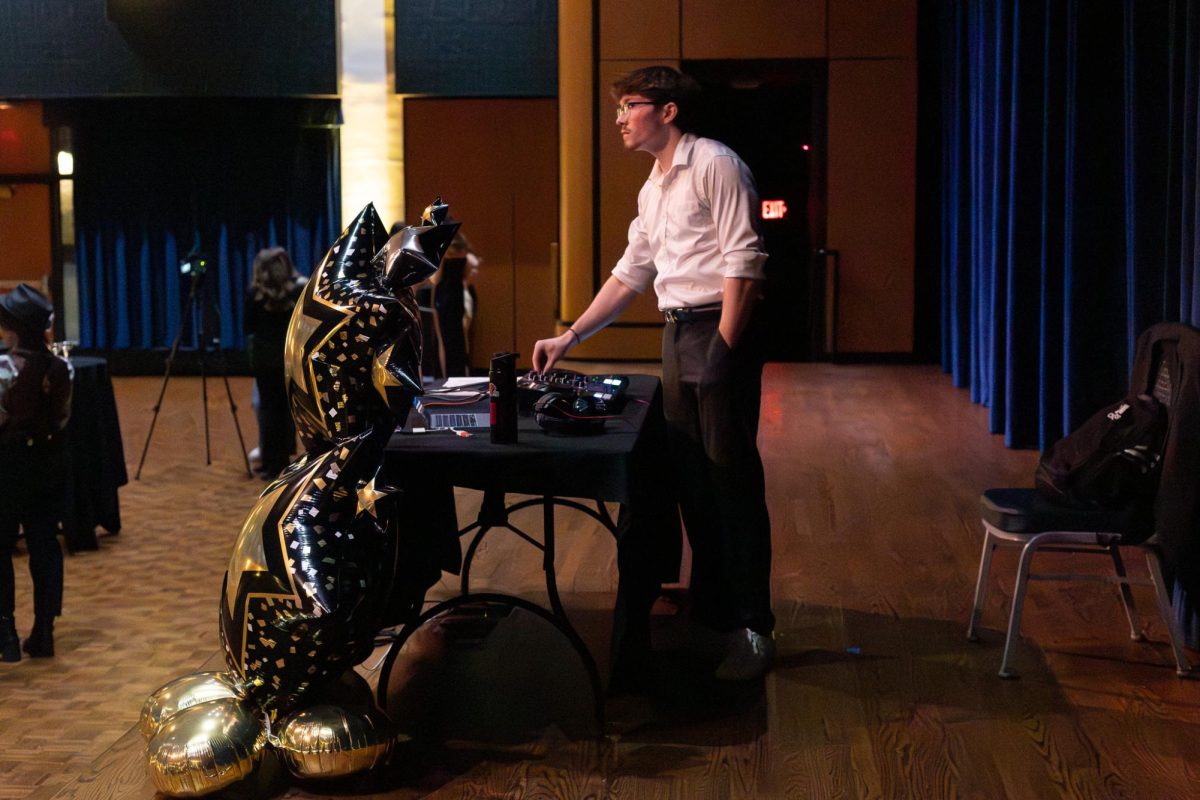 Kent State DJ Nathan Smith plays hits during FAB's Roaring 20s dance on Feb. 21, 2026.
