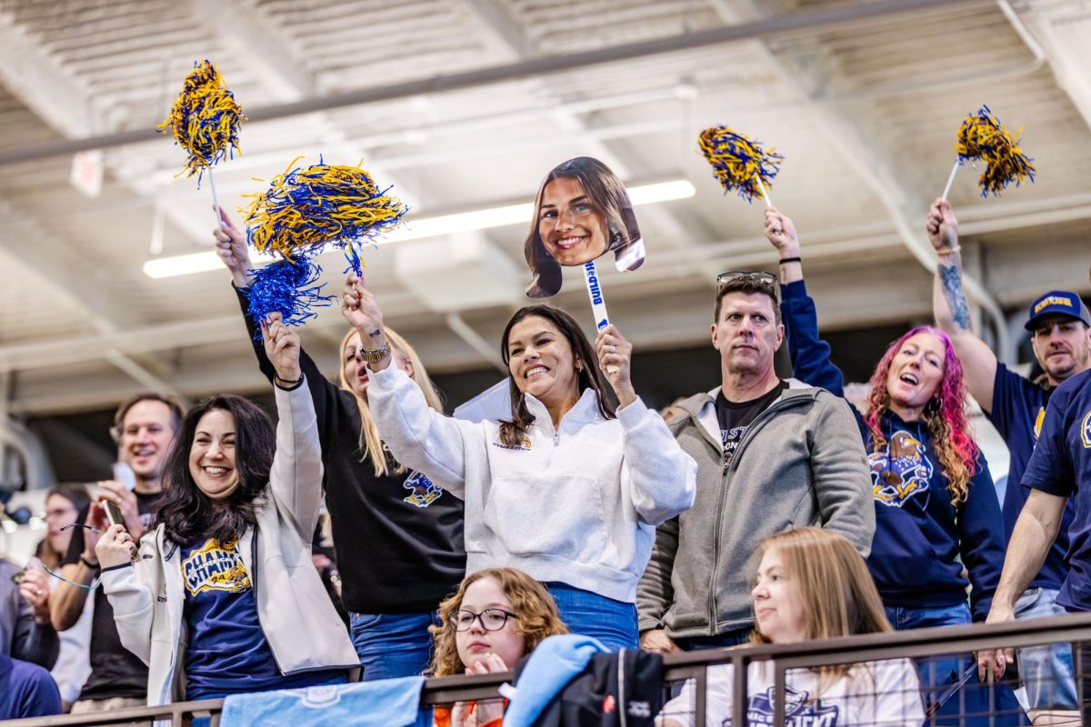 Kent State fans cheer on their team at the gymnastics MAC tournament in Bowling Green on March 22, 2026. 