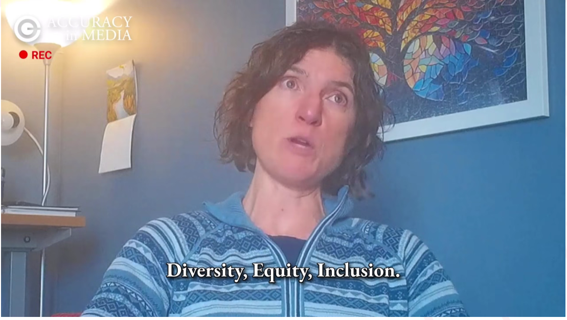 A screenshot from the Accuracy in Media video posted on their article about Kent State faculty member Jennifer Walton-Fisette, Director of Educator Preparation in the College of Education, Health and Human Services. 