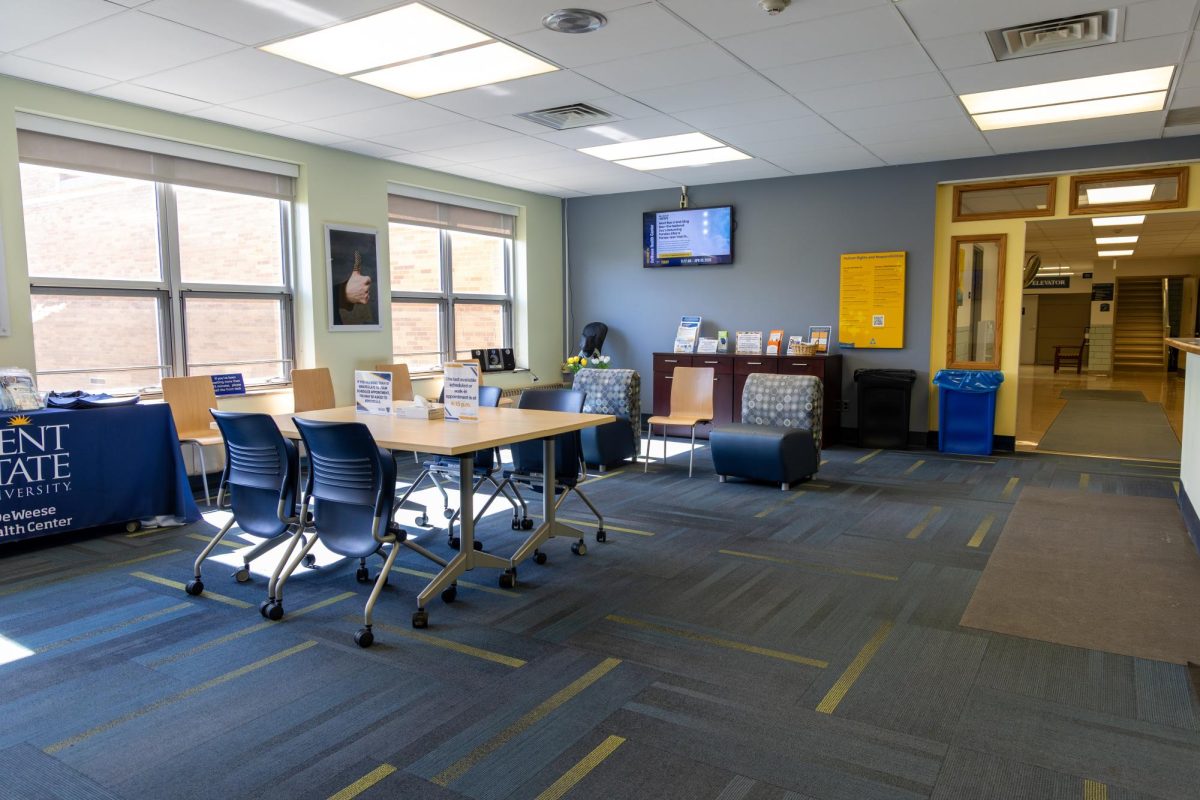 The waiting room in the DeWeese Health Center on April 17, 2026.