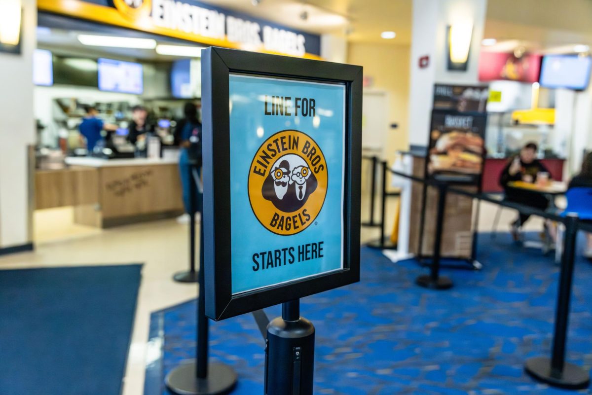 Signage at Einstein Bros on April 2, 2026.