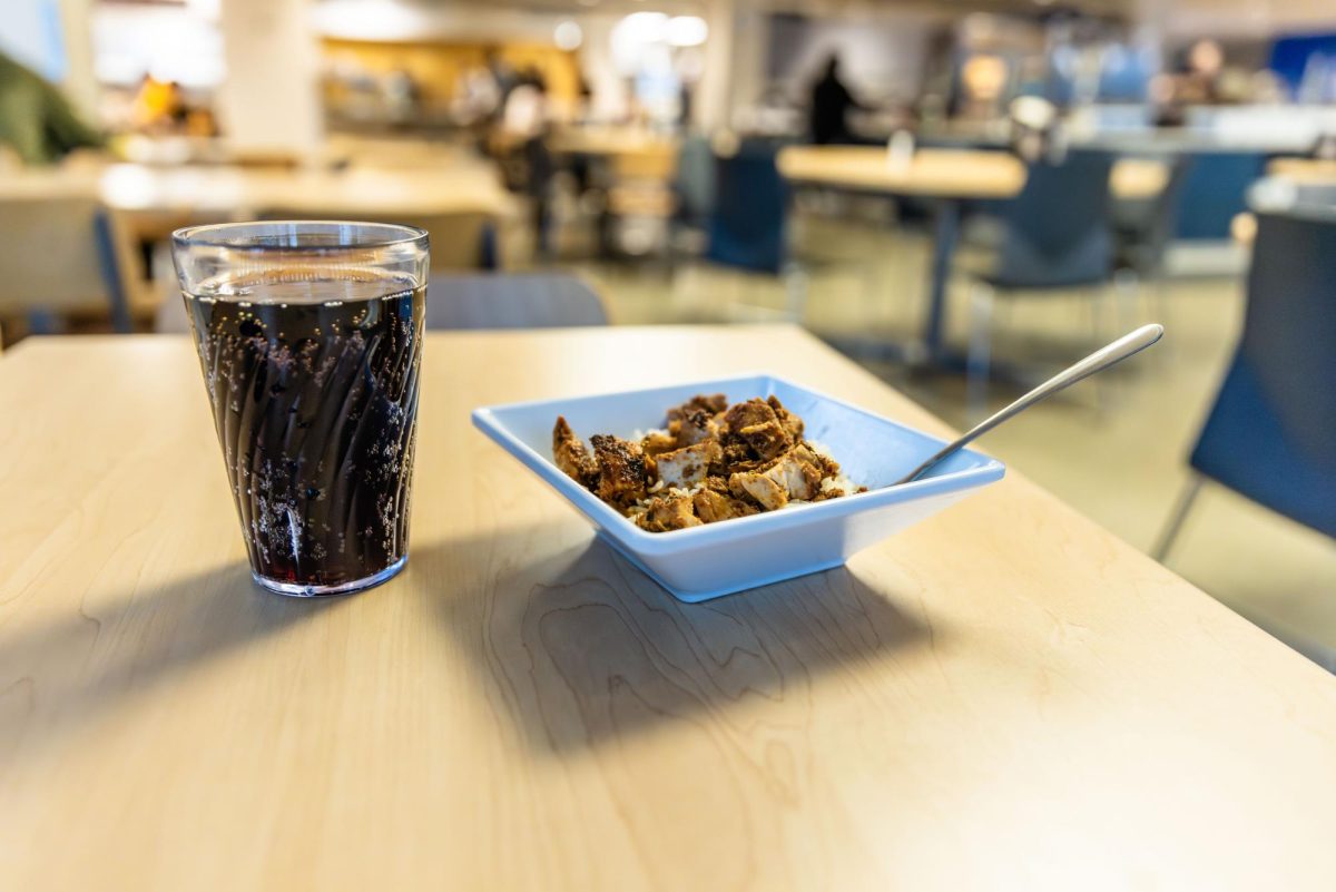 Eastway chicken and rice from the Choolaah station with Pepsi, the official soda of Kent State Eastway April 2, 2026.