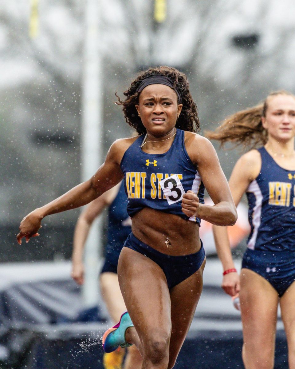 Kent sophomore Nia Massey competes in the sprints at the Northeast Ohio Open on April 10, 2026.
