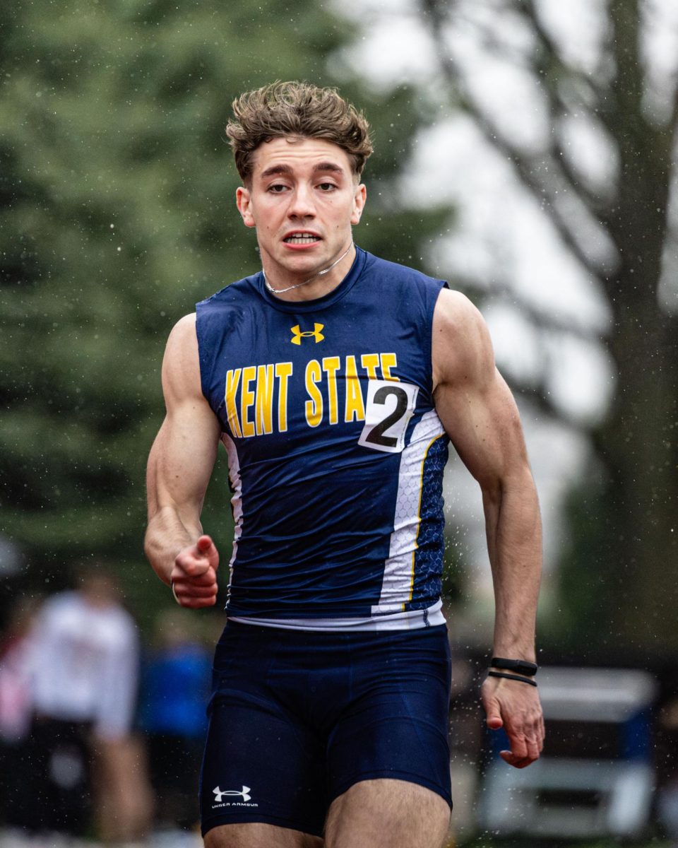 Kent redshirt Sophomore Ethan Pater competes in the sprints at the Northeast Ohio Open on April 10, 2026.
