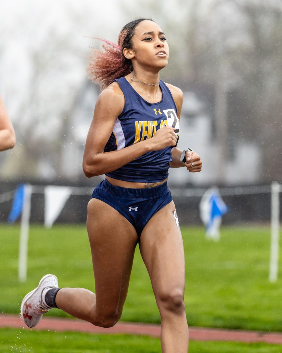 Kent freshman Camille Dunifer competes in the mid-distance at the Northeast Ohio Open on April 10, 2026.
