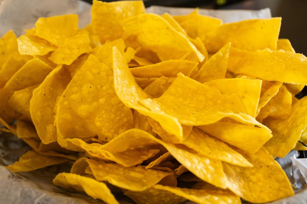An order of nachos that are given before the meal at Barrio on March 31, 2026.