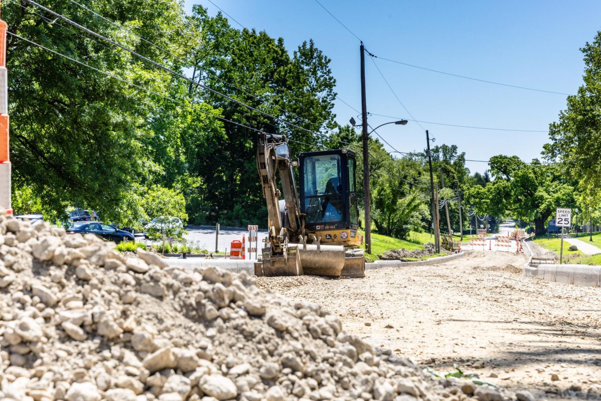 An excavator at construction on Horning road on May 31, 2026.