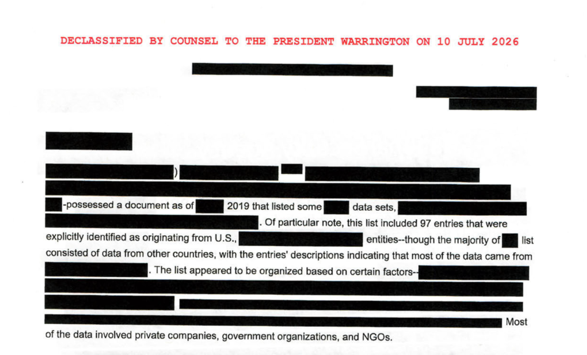 A screengrab from a set of documents released Thursday. These documents, available on the white house website, are said to illustrate proof of outside interference in American elections. 